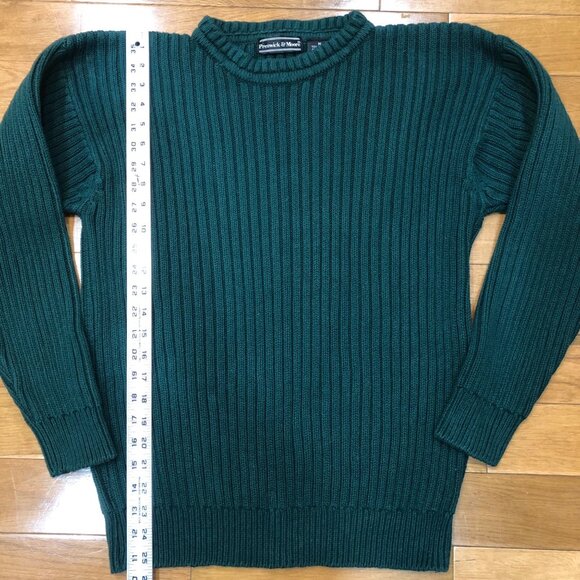 Preswick & Moore Mens Hunter Green Ribbed Knit 100% Cotton Sweater Size M - Picture 6 of 6